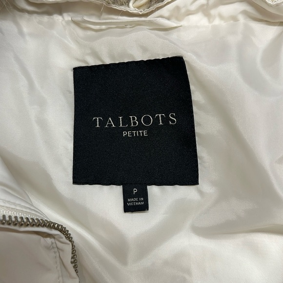 Talbots Cream Vest with Fur Collar Size Petite P - Picture 4 of 6